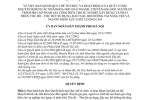 Quyết định 48/2007/QĐ-UBND quy chế tổ chức hoạt động quỹ ưu đãi khuyến khích nhà khoa học đầu ngành chuyên gia giỏi xây dựng phát triển Thủ đô Hà Nội