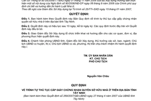 Quyết định 269/2007/QĐ-UBND  cấp giấy chứng nhận quyền sở hữu nhà ở