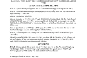 Quyết định 10/2007/QĐ-UBND bổ sung giá đất thổ cư tuyến tỉnh lộ 911 thuộc Tân An Trà Vinh