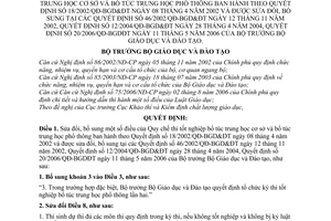 Quyết định 12/2007/QĐ-BGDĐT Quy chế thi tốt nghiệp bổ túc trung học cơ sở phổ thông sửa đổi quyết định 18/2002/QĐ-BGD&ĐT 46/2002 12/2004 20/2006