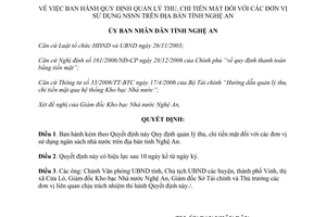 Quyết định 45/2007/QĐ-UBND quản lý thu chi tiền mặt đơn vị sử dụng ngân sách nhà nước Nghệ An