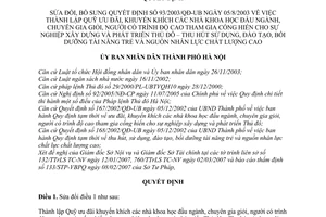 Quyết định 42/2007/QĐ-UBND thành lập quỹ ưu đãi nhà khoa học đầu ngành chuyên gia giỏi trình độ cao tham gia cống hiến sửa đổi 93/2003/QĐ-UBND