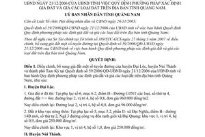 Quyết định 08/2007/QĐ-UBND điều chỉnh giá đất tuyến đường của huyện Đại Lộc