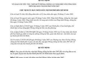 Quyết định số 1348/QĐ-UBND quỹ Phòng chống lụt bão Hồ Chí Minh 2007