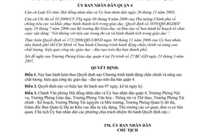 Quyết định 04/2007/QĐ-UBND chương trình chấn chỉnh nâng cao chất lượng hiệu quả