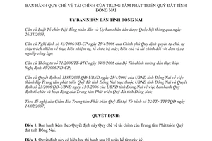 Quyết định 24/2007/QĐ-UBND quy chế tài chính Trung tâm Phát triển quỹ đất Đồng Nai