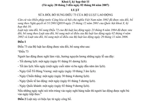 Bộ luật lao động 2007 - 84/2007/QH11- sửa đổi 35-L/CTN