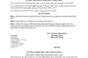 Quyết định 852/2007/QĐ-UBND Chương trình giảm nghèo tỉnh Thừa Thiên Huế