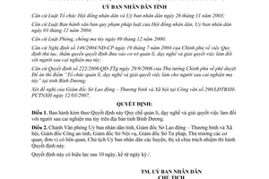Quyết định 33/2007/QĐ-UBND dạy nghề giải quyết việc làm người sau cai nghiện ma túy Bình Dương