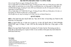 Quyết định 484/QĐ-BKHCN quy chế tổ chức hoạt động thanh tra bộ khoa học công nghệ