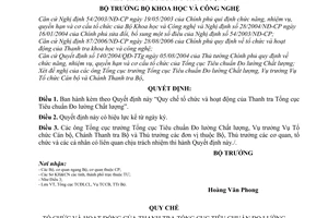 Quyết định 485/QĐ-BKHCN Quy chế tổ chức hoạt động Thanh tra Tổng cục Tiêu chuẩn Đo lường Chất lượng