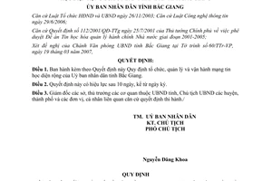 Quyết định 32/2007/QĐ-UBND tổ chức vận hành mạng tin học Uỷ ban nhân dân Bắc Giang