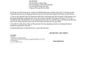 Công văn  2278/VPCP-QHQT  đề nghị của phía Campuchia quá cảnh cát xây dựng qua lãnh thổ nước ta