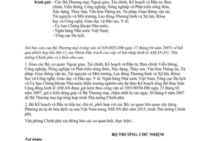 Công văn  2331/VPCP-QHQT  kết quả phiên họp lần thứ 11 của Nhóm đặc trách cao cấp  hội nhập kinh tế ASEAN