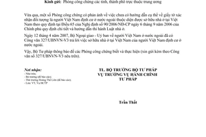 Công văn  2056/BTP-HCTP xác nhận đối tượng là người Việt Nam định cư ở nước ngoài thuộc diện  sở hữu nhà ở  Việt Nam