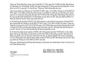 Công văn  1837/TCT-ĐTNN chính sách thuế  hoạt động của IFC