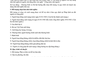 Công văn 292/SLĐTBXH-TBLS hướng dẫn chọn đối tượng quy trình xét duyệt