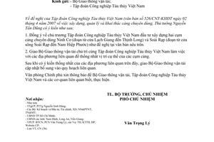 Công văn  2561/VPCP-CN  xây dựng, quản lý và khai thác cảng chuyên dùng