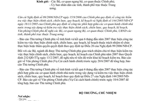 Công văn  2564/VPCP-CCHC báo cáo tình hình thực hiện NĐ 99/2006/NĐ-CP và NĐ144/2005/NĐ-CP