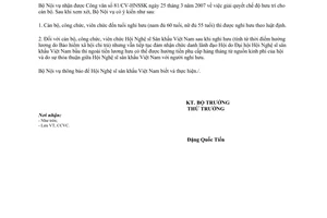 Công văn  1337/BNV-CCVC  giải quyết chế độ nghỉ hưu