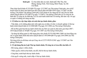 Công văn 2724/VPCP-CCHC thực hiện Quyết định 232/QĐ-TTg