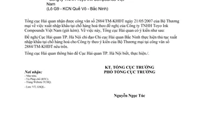 Công văn  2900/TCHQ-GSQL  thủ tục xuất nhập khẩu tại chỗ