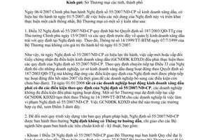 Công văn 3090/BTM-TTTN thực hiện Nghị định 55/2007/NĐ-CP kinh doanh xăng dầu