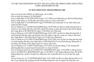 Quyết định 50/2007/QĐ-UBND đơn giá duy trì sửa chữa hệ thống chiếu sáng công cộng thành phố Hà Nội
