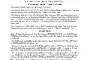 Quyết định 10/2007/QĐ-UBND sửa đổi Quyết định 27/2004/QĐ-UBND Quảng Nam