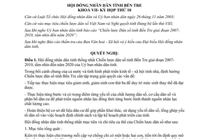 Nghị quyết 08/2007/NQ-HĐND chiến lược dân số Bến Tre giai đoạn 2007 2010