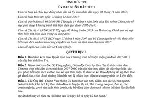 Quyết định 18/2007/QĐ-UBND Chương trình tiết kiệm điện 2007-2010 Bến Tre