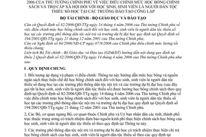 Thông tư liên tịch 43/2007/TTLT-BTC-BGDĐT điều chỉnh mức học bổng chính sách và TCXH với HSSV là người dân tộcthiểu số học các trường đào tạo công lập