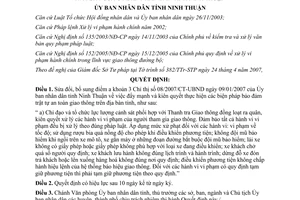 Quyết định 101/2007/QĐ-UBND sửa đổi Chỉ thị bảo đảm trật tự an toàn giao thông Ninh Thuận
