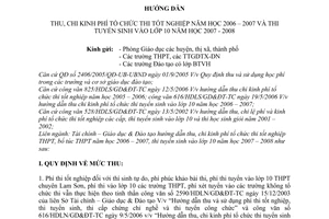 Hướng dẫn 544/HDLN/SGD&ĐT-STC thu, chi kinh phí tổ chức thi tốt nghiệp