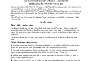 Quyết định 09/2007/QĐ-BVHTT quy định chức năng, nhiệm vụ, quyền hạn cơ cấu tổ chức cục bản quyền tác giả văn học nghệ thuật