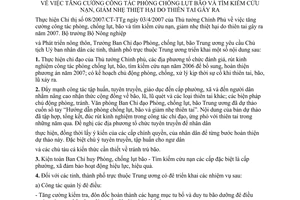 Chỉ thị 40/2007/CT-BNN tăng cường công tác phòng chống lụt bão tìm kiếm cứu nạn giảm nhẹ thiệt hại thiên tai gây ra