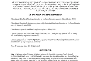 Quyết định 19/2007/QĐ-UBND bổ sung 81/2005/QĐ-UBND chế độ hỗ trợ cán bộ công chức Khánh Hòa