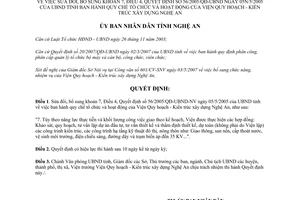 Quyết định 57/2007/QĐ-UBND sửa đổi quy chế tổ chức viện quy hoạch Kiến trúc xây dựng Nghệ An