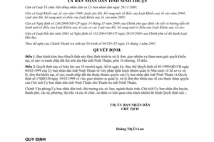 Quyết định 100/2007/QĐ-UBND xử lý đơn tham mưu giải quyết tranh chấp đất Ninh Thuận