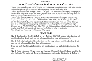 Quyết định 1187/QĐ-BNN-KHCN  Quy định tạm thời Định mức dự toán xây dựng mô hình khuyến nông tưới nước cho cây trồng cạn