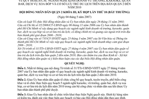 Nghị quyết 11/2007/NQ-HĐND quy hoạch ngành nghề kinh doanh vũ trường, karaoke, quán bar, dịch vụ xoa bóp và cơ sở lưu trú du lịch quận 2 đến 2010