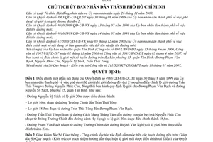 Quyết định 2037/QĐ-UBND duyệt điều chỉnh lộ giới tuyến đường phường 15, quận Tân Bình