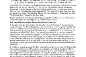 Thông báo 95/TB-VPCP kết luận Thủ tướng Nguyễn Tấn Dũng làm việc Tập đoàn dầu khí Việt Nam tỉnh Quảng Ngãi dự án nhà máy lọc dầu Dung Quất