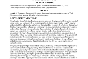 Decision No. 58/2007/QD-TTg of May 04, 2007 approving the up-to-2020 master plan on socio-economic development of Thai Nguyen province