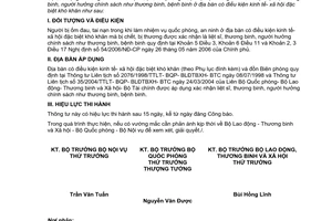 Thông tư liên tịch 07/2007/TTLT-BLĐTBXH-BQP-BNV  hướng dẫn xác nhận liệt sĩ, thương binh, người hưởng chính sách như thương binh, bệnh binh