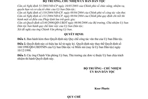 Quyết định 129/QĐ-UBDT Quy chế công tác văn thư Uỷ ban Dân tộc