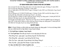 Quyết định 2061/QĐ-UBND duyệt Nhiệm vụ điều chỉnh quy hoạch chung xây dựng quận 3, thành phố Hồ Chí Minh