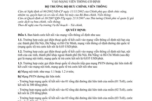 Quyết định 06/2007/QĐ-BBCVT cước kết nối dịch vụ điện thoại quốc tế chiều về Việt Nam vào mạng viễn thông cố định