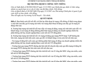 Quyết định 08/2007/QĐ-BBCVT cước kết nối liên lạc điện thoại từ mạng viễn thông cố định mạng điện thoại di động