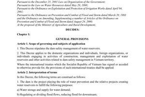 Decree No. 72/2007/ND-CP on dam safety management